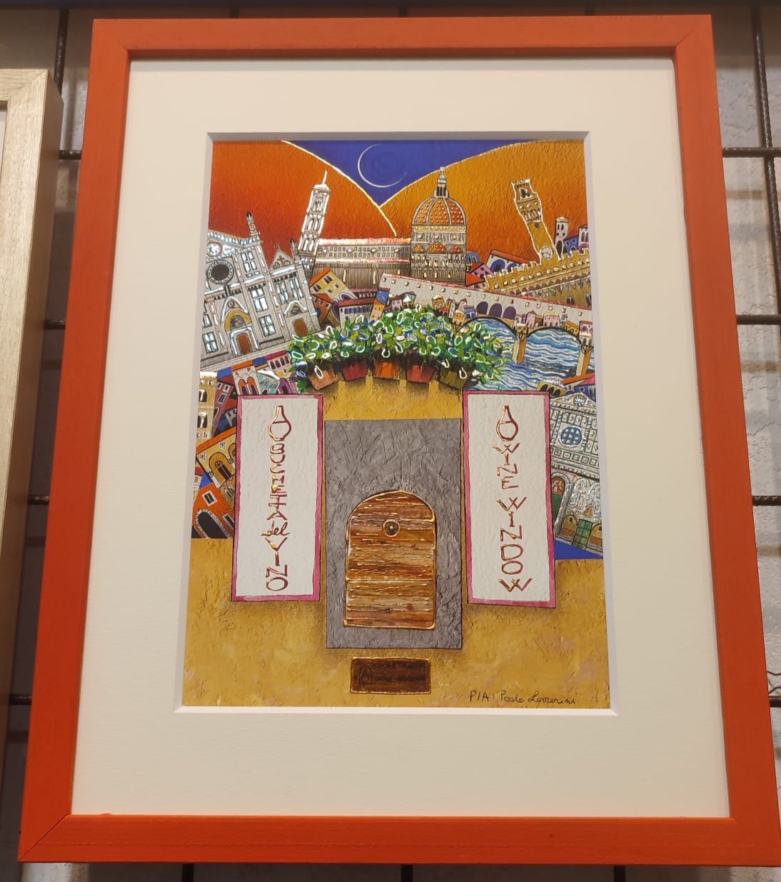 Hand Embellished Print, Florence, Wine Window Belle Donne, Paolo Lazzerini, Arteviae