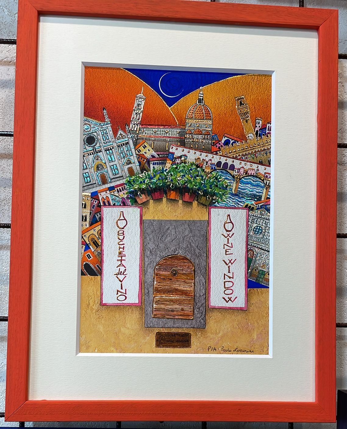 Hand Embellished Print, Florence, Wine Window Belle Donne, Paolo Lazzerini, Arteviae