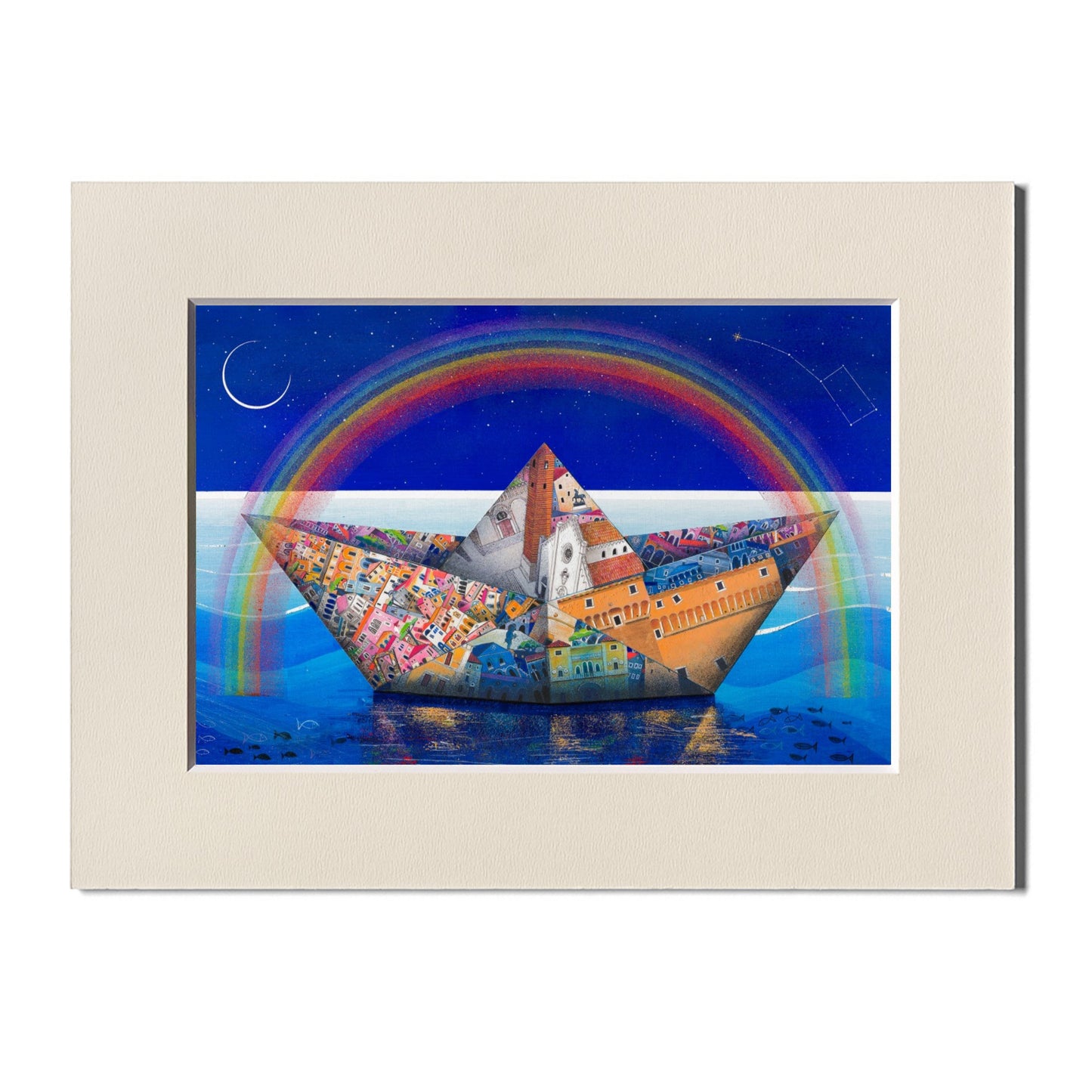 Fine Art Print, Paper Boat, Rainbow, Paolo Lazzerini, Arteviae