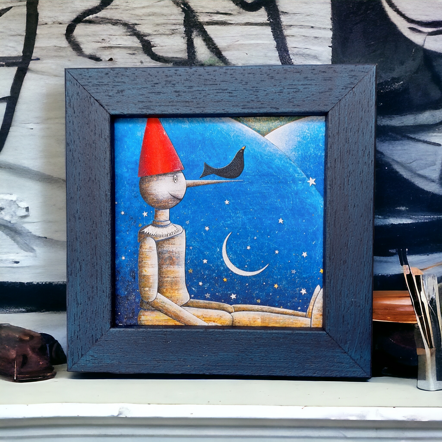 Mini Framed Fine Art Print, Pinocchio, Paolo Lazzerini, Arteviae