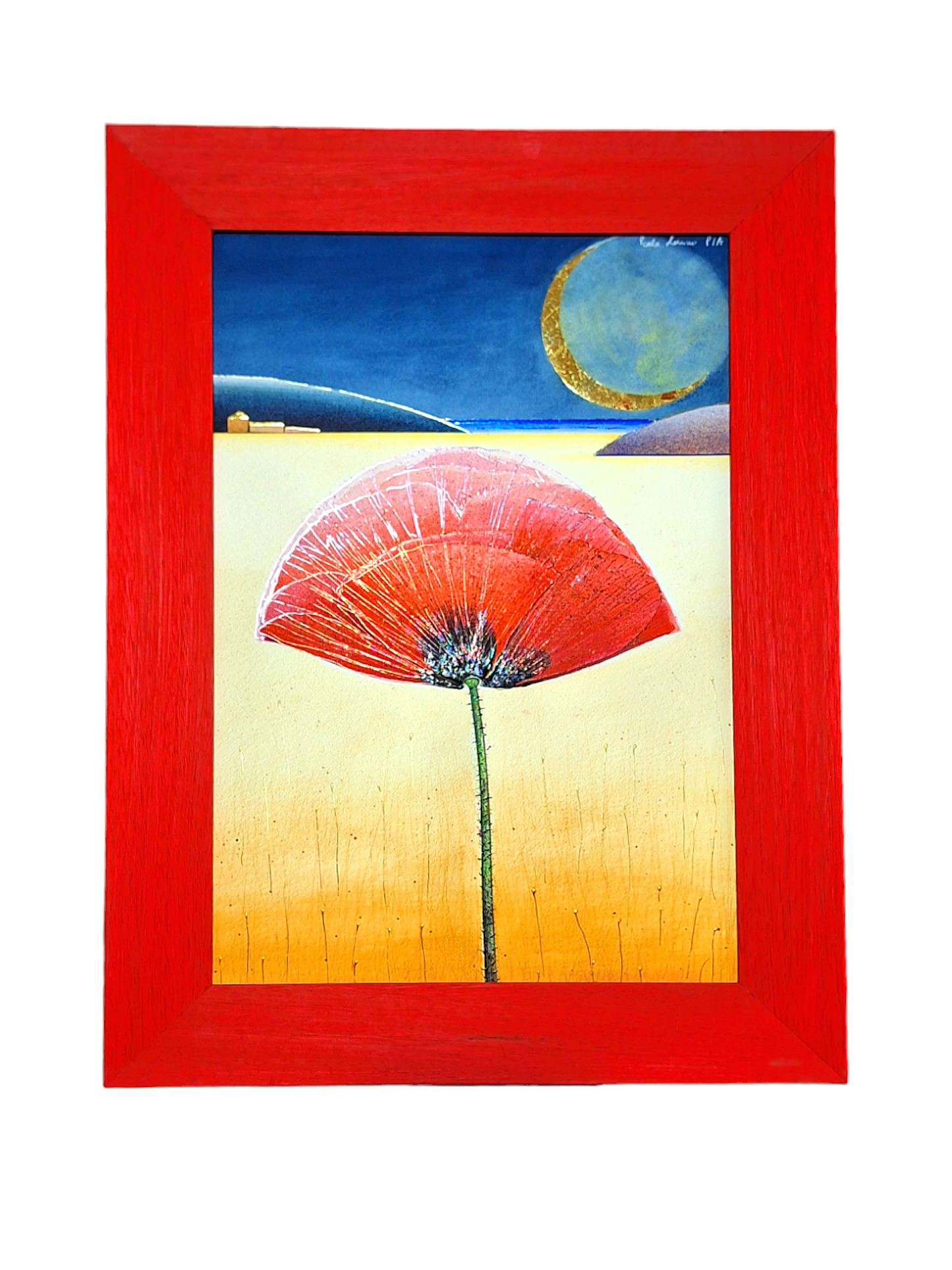 Hand Embellished Print, Poppy Flower Tuscany, Paolo Lazzerini, Arteviae