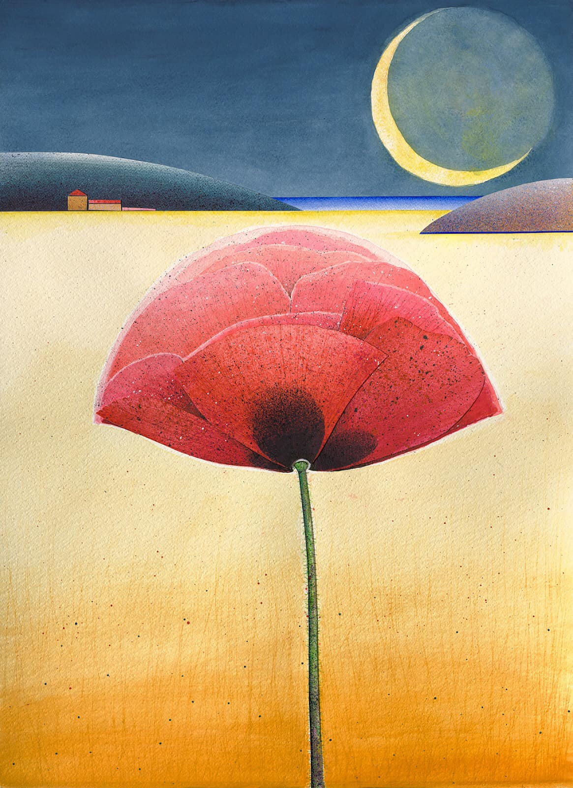 Hand Embellished Print, Poppy Flower Tuscany, Paolo Lazzerini, Arteviae